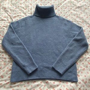 H&M Light Blue Rib-Knit Turtleneck Sweater